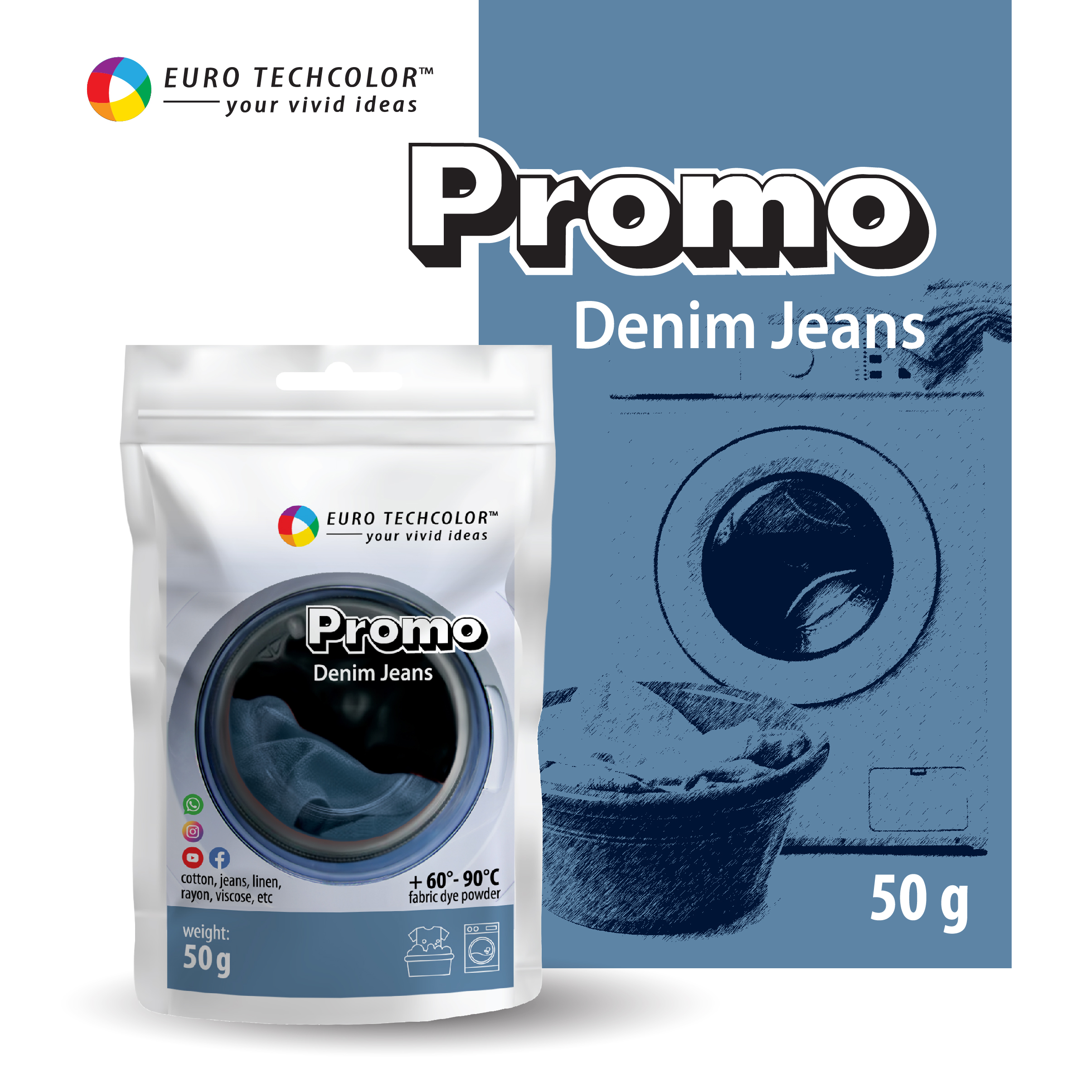 Barwnik do tkanin Promo Denim Jeans / Dżinsowy, 50 g - obrazek 3